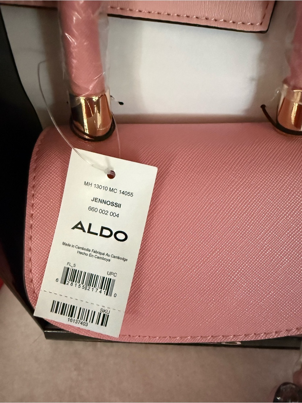 ALDO Pink Mini Top-Handle Bag with Gold Heart Keyring - Picture 2 of 11